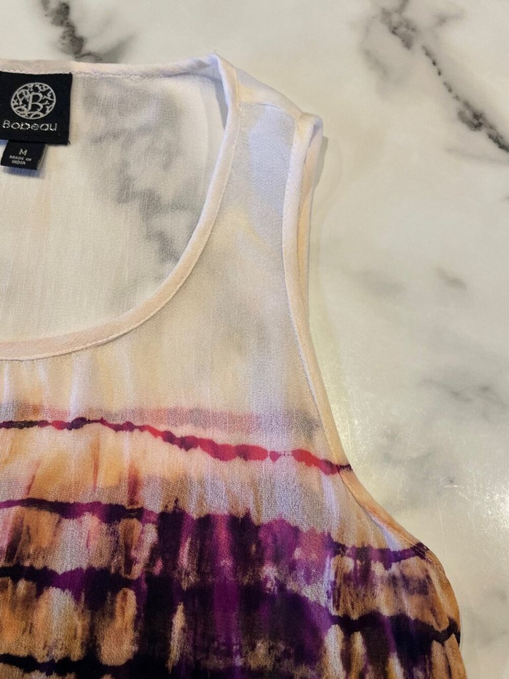 Bobeau Scoop Neck Tank Top Blouse Shibori Tie Dye Medium - Picture 3 of 12